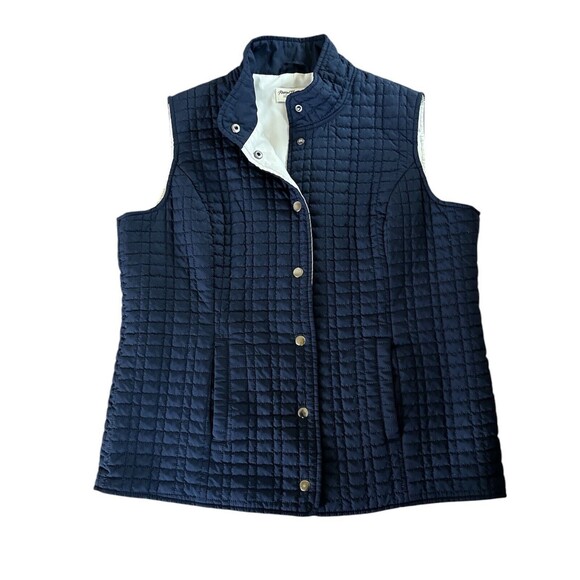 Norm Thompson Quilted Vest Snap Front Sleeveless Puffer‎ Blue Womens Size Large - Picture 10 of 10